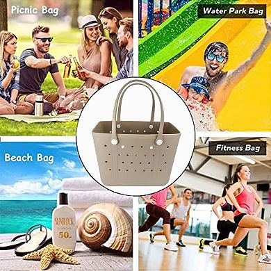 Rubber Beach Tote Bag Washable Open Durable Travel