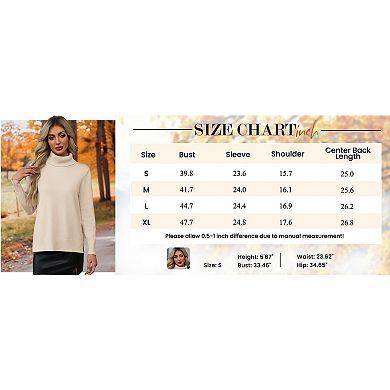 Zeagoo Women's Turtleneck Sweater, Long Sleeve Split Hem Chunky Knit Pullover for Fall Winter