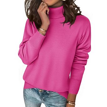 Zeagoo Women's Turtleneck Sweater, Long Sleeve Split Hem Chunky Knit Pullover for Fall Winter