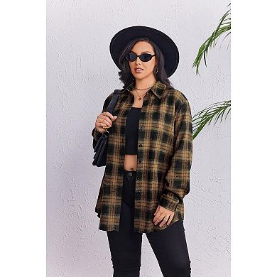 Zeagoo Women's Plaid Flannel Button Down Shirts Long Sleeve Collared Casual Shacket