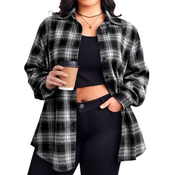 Zeagoo Women's Plaid Flannel Button Down Shirts Long Sleeve Collared Casual Shacket