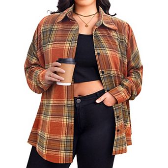 Zeagoo Women's Plaid Flannel Button Down Shirts Long Sleeve Collared Casual Shacket