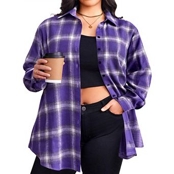 Zeagoo Women's Plaid Flannel Button Down Shirts Long Sleeve Collared Casual Shacket