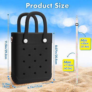 Mini Rubber Tote Bag Beach 20 Charms Adjustable Strap