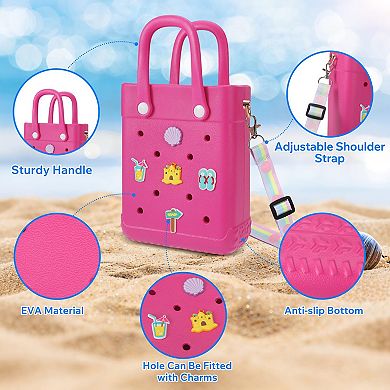 Mini Rubber Tote Bag Beach 20 Charms Adjustable Strap