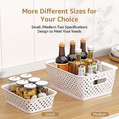 3 Packs Plastic Woven Storage Baskets with Handles Gift Basket