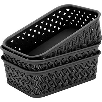3 Packs Plastic Woven Storage Baskets with Handles Gift Basket