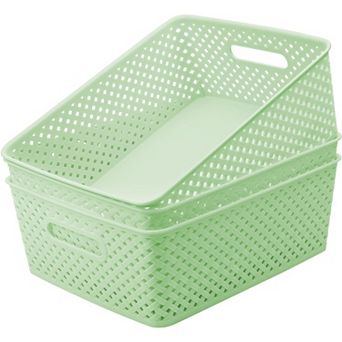 3 Packs Plastic Woven Storage Baskets with Handles Gift Basket