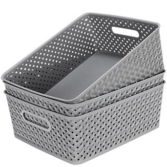 3 Packs Plastic Woven Storage Baskets with Handles Gift Basket