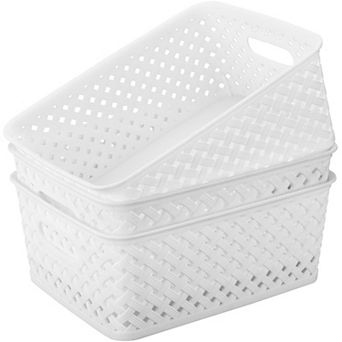 3 Packs Plastic Woven Storage Baskets with Handles Gift Basket