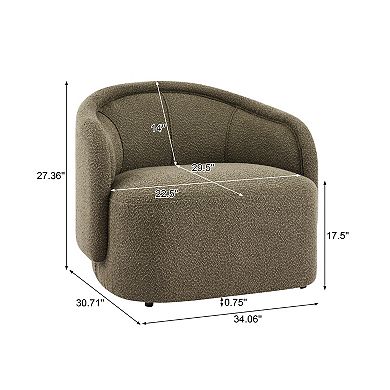 Trikiousd Boucle Upholstered Accent Chair with Curved Back