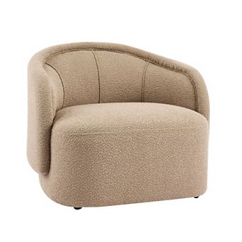 Trikiousd Boucle Upholstered Accent Chair with Curved Back