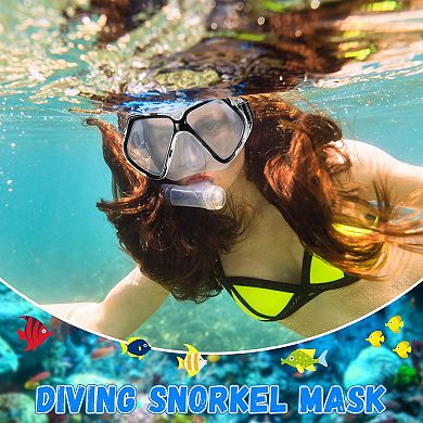 4pc Adult Diving Mask Tempered Glass Snorkel Gear