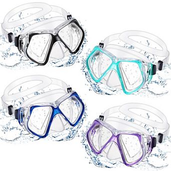 4 pc Adult Diving Mask Tempered Glass Snorkel Gear