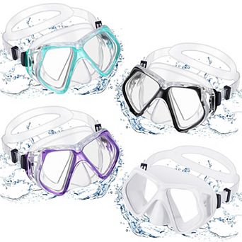 4 pc Adult Diving Mask Tempered Glass Snorkel Gear