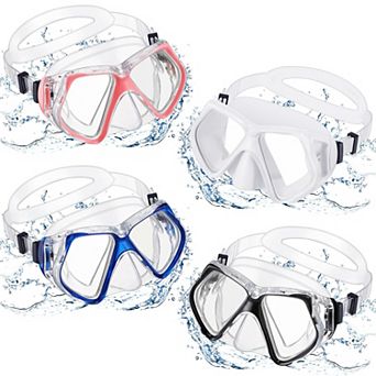 4 pc Adult Diving Mask Tempered Glass Snorkel Gear