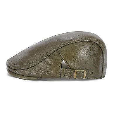 Genuine Leather Ivy Cap Newsboy Hat