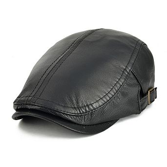 Genuine Leather Ivy Cap Newsboy Hat