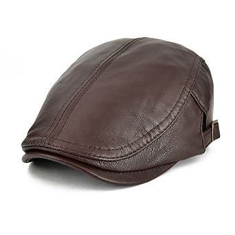 Genuine Leather Ivy Cap Newsboy Hat