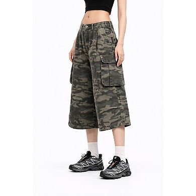 Relaxed Fit Cargo Camo Shorts