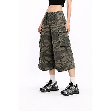 Relaxed Fit Cargo Camo Shorts