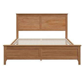 Pnronnc Wood Platform Bed Low Profile Bed Panel Bed with Wood Slats Support, No Box Spring Needed