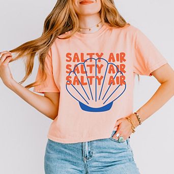 Salty Air Seashell - Women's Boxy Crop Top Graphic T-Shirt