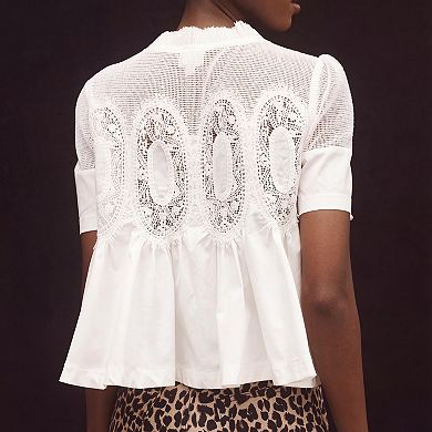 Women Elegant Lace Swing Blouse Babydoll Loose Shirt