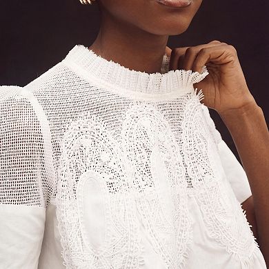 Women Elegant Lace Swing Blouse Babydoll Loose Shirt
