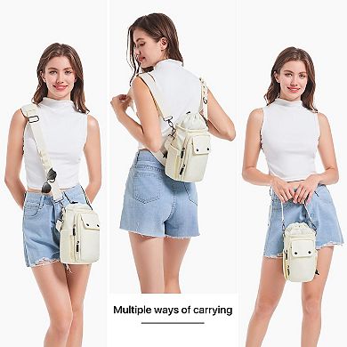 Water Bottle Sling Bag Crossbody Carrier with Pockets