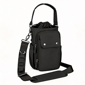 Water Bottle Sling Bag Crossbody Carrier with Pockets