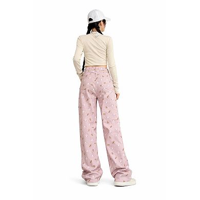 Women Trendy Graphic Wide Leg Jeans