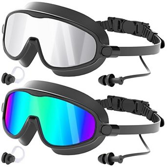 2 pc Swim Goggles Wide View Anti-fog UV Protection Adult Men Women