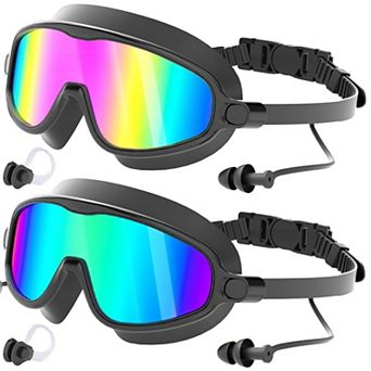 2 pc Swim Goggles Wide View Anti-fog UV Protection Adult Men Women