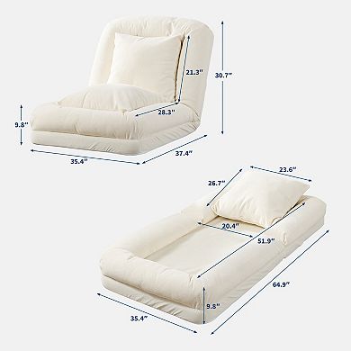 Human Dog Bed, Chenille Upholstered Sofa, 65" Adjustable Lounger w/ Pillows