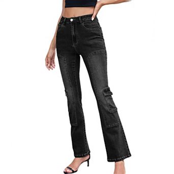 Women Bootcut Jeans Mid High Waisted Stretchy Flare Denim Pants