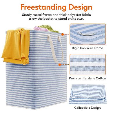 2PC Laundry Basket Collapsible Hamper with Reinforced Handles Freestanding Waterproof Gift Basket