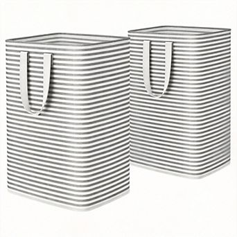 2 pc Laundry Basket Collapsible Hamper with Reinforced Handles Freestanding Waterproof Gift Basket