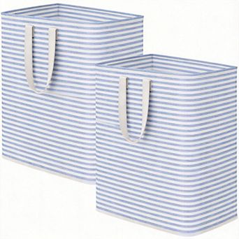 2 pc Laundry Basket Collapsible Hamper with Reinforced Handles Freestanding Waterproof Gift Basket