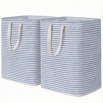 2 pc Laundry Basket Collapsible Hamper with Reinforced Handles Freestanding Waterproof Gift Basket