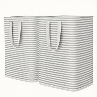 2 pc Laundry Basket Collapsible Hamper with Reinforced Handles Freestanding Waterproof Gift Basket