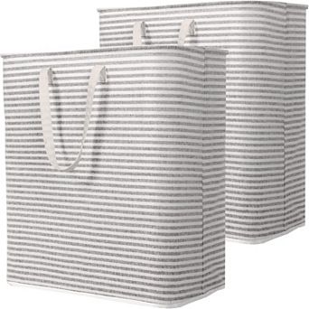 2 pc Laundry Basket Collapsible Hamper with Reinforced Handles Freestanding Waterproof Gift Basket