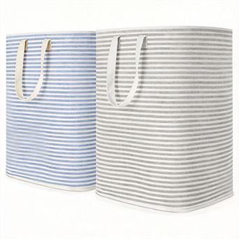 2 pc Laundry Basket Collapsible Hamper with Reinforced Handles Freestanding Waterproof Gift Basket