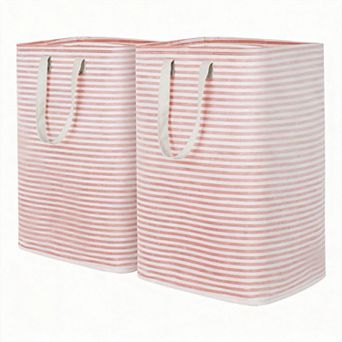 2 pc Laundry Basket Collapsible Hamper with Reinforced Handles Freestanding Waterproof Gift Basket