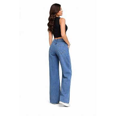 Relaxed High Rise Denim Pants Women