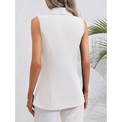 Women Sleeveless Blazer Lightweight Casual Work Office Suit Vest