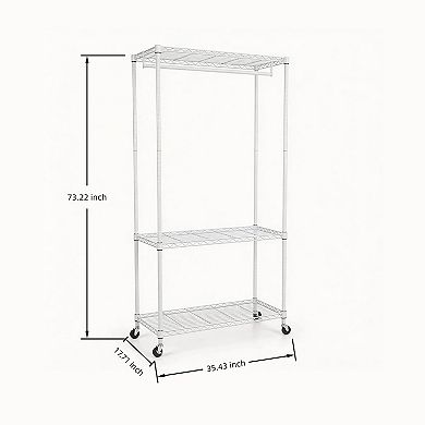 Pnronnc Rectangle Rolling Clothes Rack Closet Organizer Hall Tree Heavy Duty Clothes Hanging Racks