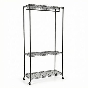 Pnronnc Rectangle Rolling Clothes Rack Closet Organizer Hall Tree Heavy Duty Clothes Hanging Racks