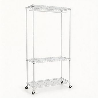 Pnronnc Rectangle Rolling Clothes Rack Closet Organizer Hall Tree Heavy Duty Clothes Hanging Racks