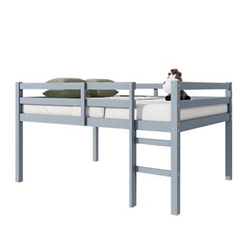 Pnronnc Kids Loft Bed with Ladder, Low Loft Bed Frame